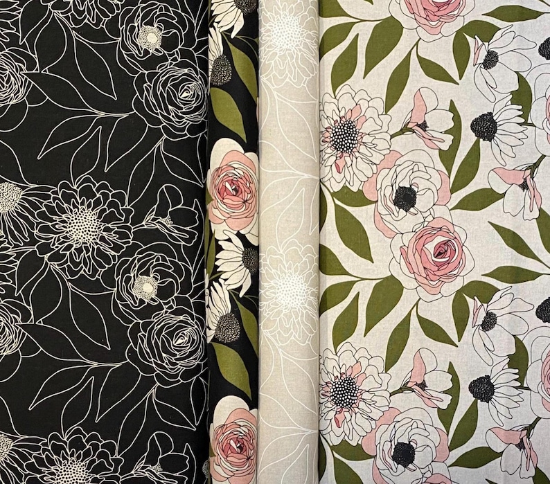 Moda Botany Patterns Botany Mochi Cotton Linen Blend by Alli K Designs for Moda Fabrics - by ...