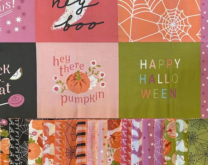 Hey Boo by Lella Boutique - Halloween Fall cotton fabric bundle -20 pieces