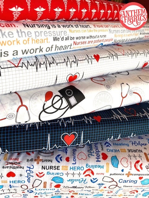 Calling All Nurses by Windham Fabrics - healthcare healing hero cotton  quilting bundle - 6 fat quarters