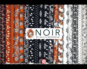 Noir by Alli K Design for Moda Fabrics - Fall Halloween, White Orange Black Fabric bundle