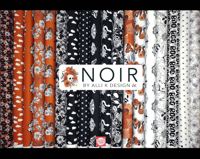 Noir by Alli K Design for Moda Fabrics - Fall Halloween, White Orange Black Fabric bundle