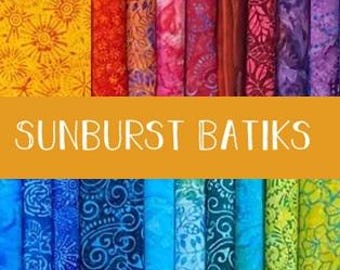 Sunburst Batiks Moda Cotton Fabric Bundle, 19 pieces