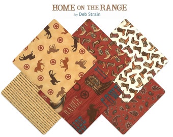 Home on the Range by Deb Strain for Moda ~ Cotton fabric Bundle, Half Yards x 6 pieces