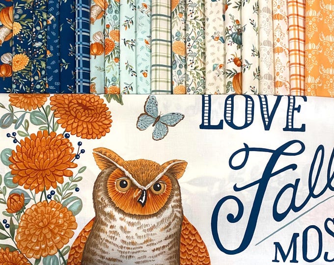 I Love Fall Cotton Fabric Bundle by Deb Strain, 21 Pieces