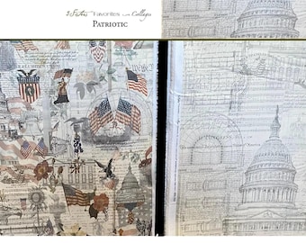 Patriotic Collage print by 3 Sisters for Moda Fabrics – Americana Quilt Cotton by the Yard, select a design