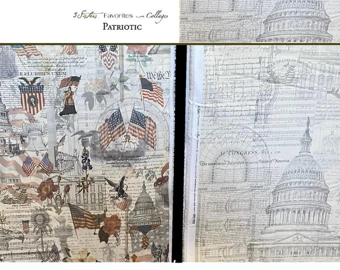 Patriotic Collage print by 3 Sisters for Moda Fabrics – Americana Quilt Cotton by the Yard or Remnant, select a design