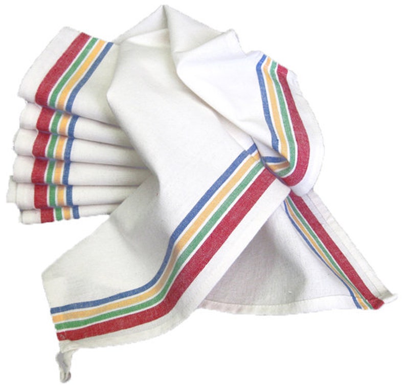 Stripes Blank Dish Kitchen Towels Stitch 'Em Up Colonial 30's Vintage Retro - Pack Multi Stripe 3 count