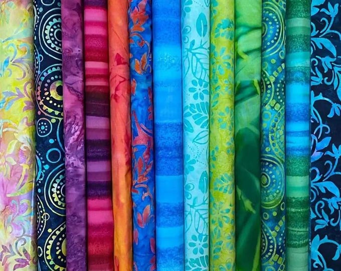 Mambo Batiks by Moda Fabrics - cotton fabric bundle, 13 pieces
