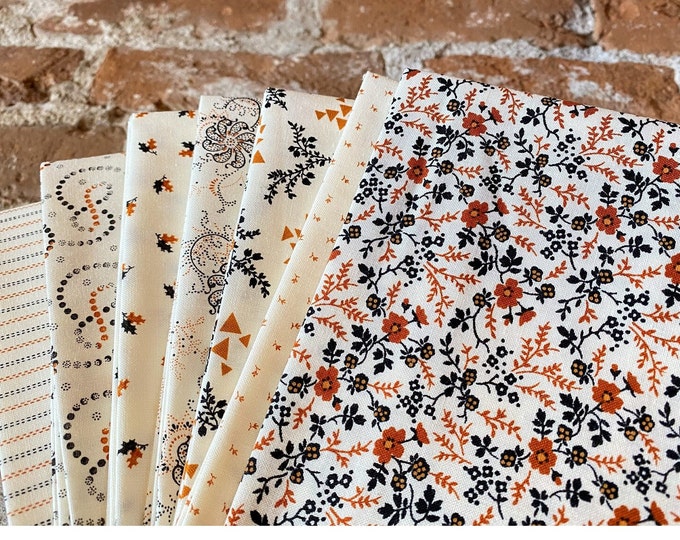 Low Volume Rustic Gathering by Primitive Gatherings for MODA Fabrics, quilting cotton bundle 7 pieces, CLOUD colorway