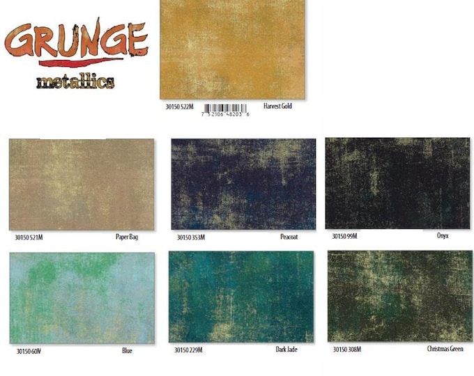 Grunge METALLIC Color Basics fabric bundle - Moda quilting cotton - by the yard OR end of bolt