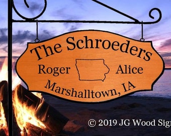 Personalized Family Name Custom Carved RV Camping Sign Etsy State Outline Sign with Sign Holder Option JG Wood Signs Schroeder