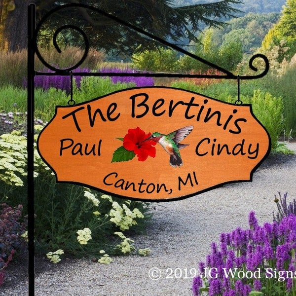 Hummingbird Etsy Custom Sign Personalized Wood Sign Cottage Cabin Sign JGWoodSigns Carved Outdoor Name Sign Mom Gift Camper Bertini