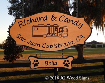 Cedar Etsy Camping Sign Motorhome w/ dogbone with pawprints   Personalized Carved Name Sign JGWoodSigns Custom RV Wood Sign RichardCandy