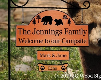 Custom Outdoor Wood Carved Camping Sign Etsy - Pine Tree, Bears Cabin Sign Personalized Sign - Custom Sign Personalized Gift Jennings