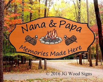 Carved Camping Sign Etsy S'mores Colored Campfire log & marshmallows Personalized Sign - JG Wood Signs  Wood  Camper Sign Dad Gift NanaPapa