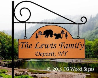 Personalized Custom Camping Outdoor Name Signs Etsy Pine Tree, Bears Cabin Sign Wood Sign w RV Sign Holder  JGWoodSigns Lewis