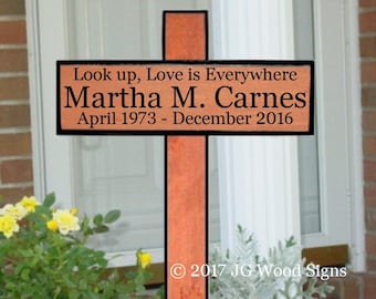 Carved Wood Cross Etsy Memorial Cross Temporary Cross Grave Marker Carved Sign Personalized Sign JG Wood Signs Cedar Cross Wood Cross Carnes