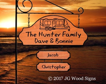 RV Wooden Camping Sign Etsy  Personalized Gift  Family Name Custom Camper Sign w RV Sign Holder option JGWoodSigns - Hunter