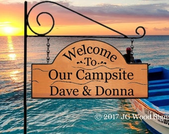 Personalized Camping Sign Etsy Name Sign - Custom Carved Wood Campsite Sign - w Sign Holder Option JGWoodSigns  DaveDonna