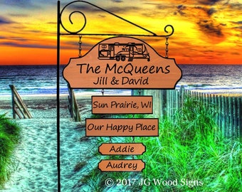 RV Wooden Camping Sign Etsy  Personalized Gift  Family Name Custom Camper Sign w RV Sign Holder option JGWoodSigns - McQueen