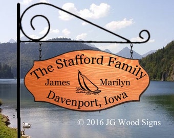 Personalized Wood Family Name Sign Camper Gifts Lake House Outdoor Camping JG Wood Signs Custom Cottage Stafford