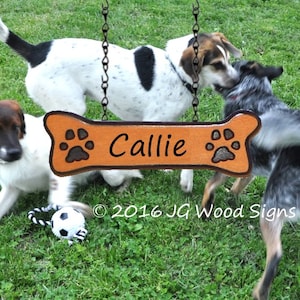 Outdoor Personalized Pet Wooden Dog Name Dogbone Addon Dog bone with Pawprints JG Wood Signs Etsy Carved Camping Sign Callie image 1