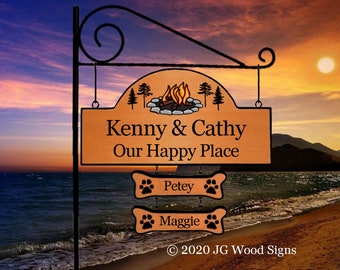 RV Camping Sign Etsy Custom Wood Outdoor Sign Our Happy Place w Sign Holder Option  JGWoodSigns  KennyCathy