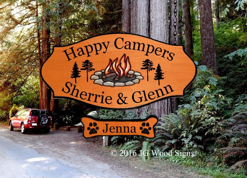 Custom Camping Sign Campfire Pine Etsy Personalized Sign W 1 Etsy