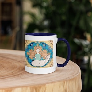 Mug with colored interior, Facing the divine, facing god