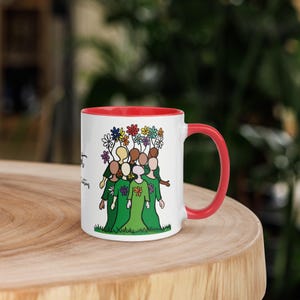 Mug with colorful interior, bouquet of people