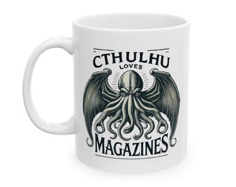 Mug Cthulhu Loves Magazines - Tasse à café drôle d'horreur