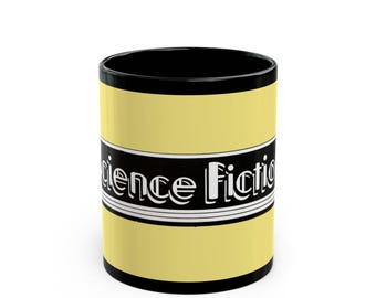 Retro Science Fiction Mug – Vintage Sci-Fi Typography, Geeky Gift