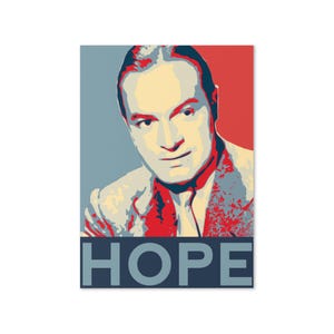 Biglietto d'auguri vintage di Bob Hope - Design "Hope" in stile Shepard Fairey, biglietto con icone di commedie retrò per tutte le occasioni