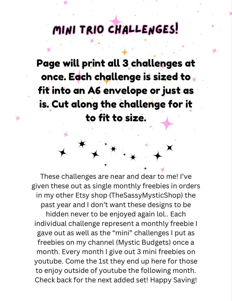Mini Trio Set #I, Savings Challenges, Mini Monday, Cash Stuffing ...