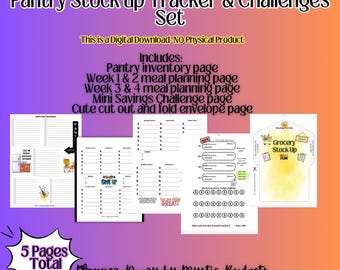 Pantry stock up digital download with included mini savings challenge an envelope
