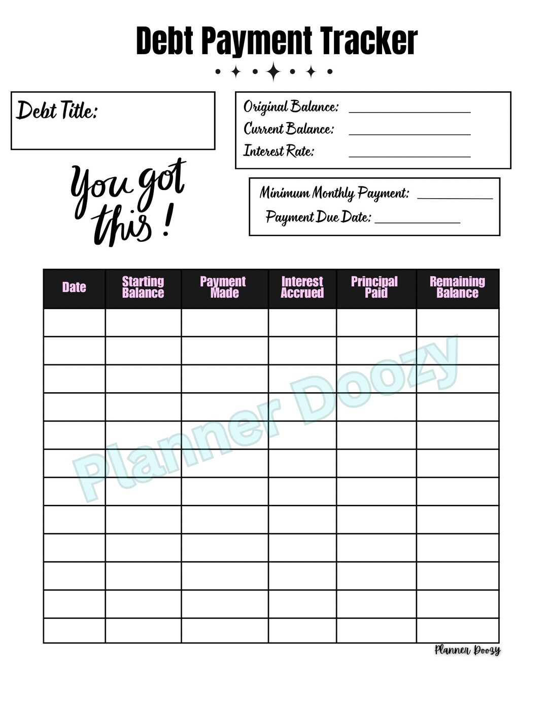 Debt Payment Tracker Digital Download - Etsy