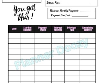 Debt payment tracker digital download