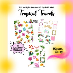 Tropical travels digital stickers for Goodnotes Pre-cropped