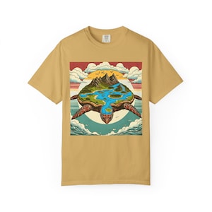 Schildkröten Insel Tshirt, Ureinwohner Mythologie T-Shirt, Unisex Shirt Geschenk, Garment-Dyed Top, Algonkin Grafikbekleidung