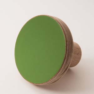 Wooden colourful knob, for cabinets, kitchen cupboard doors, green forest