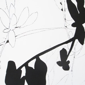 Minimalist black and white botanical print image 3