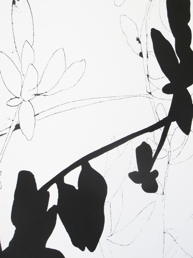 Minimalist black and white botanical print image 3