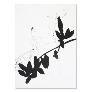 Minimalist black and white botanical print image 1