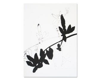 Minimalistische zwart-wit botanische print