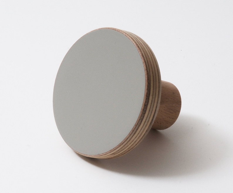 Wooden knob grey color image 1