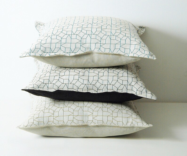 Geometric cushions, black pillow cover, decorative cushion, black geometric print cushion, housewarming gift, sofa cushions image 1