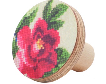 Red flower furniture knob