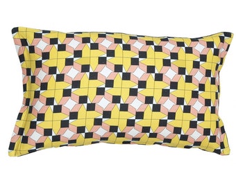 Geometric cushion cover, decorative pillows, housewarming gift, black and yellow cushions, Scandinavian pattern, soft furnishings
