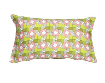 Rectangular cushion cover, teen room decor, pink and green cushion, decorative pillows, Scandinavian cushion, pastel cushion, room decor