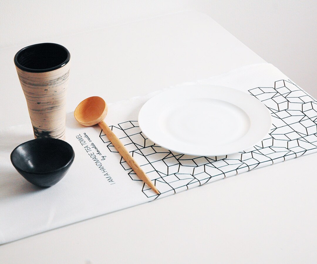 Tea Towel, Kitchen and Dining, Geometric Print, Linen Tea Towel ...